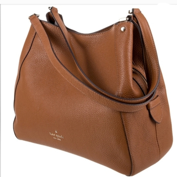 Kate Spade Gingerbread Pebbled Leather Shoulder Bag Leila Triple Compartment - Picture 4 of 11